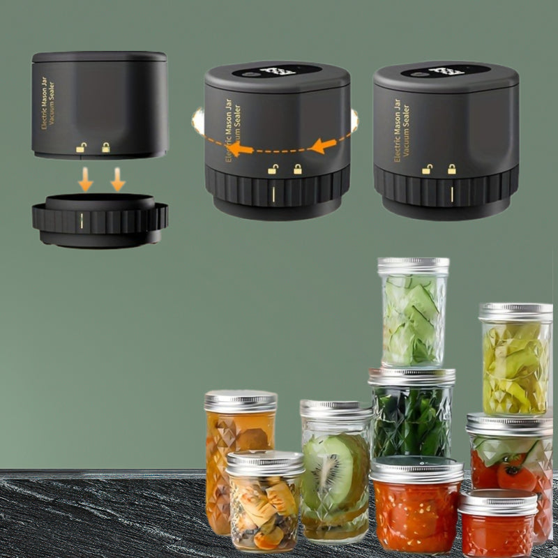 Mason Jar Vacuum Sealer Electric for Wide and Regular Mouth Includes 5 Wide 5 Regular Lids Black