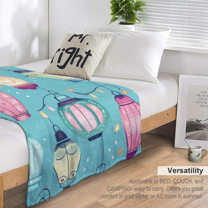 Soft Anti-Pilling Flannel Blanket with Cute Bell and Star Print