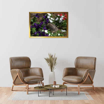 Turtle in Garden Wall Art Gold Frame Nature Decoration