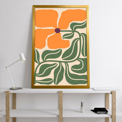 Abstract Orange Flower Art Print – Modern Botanical Decor-1