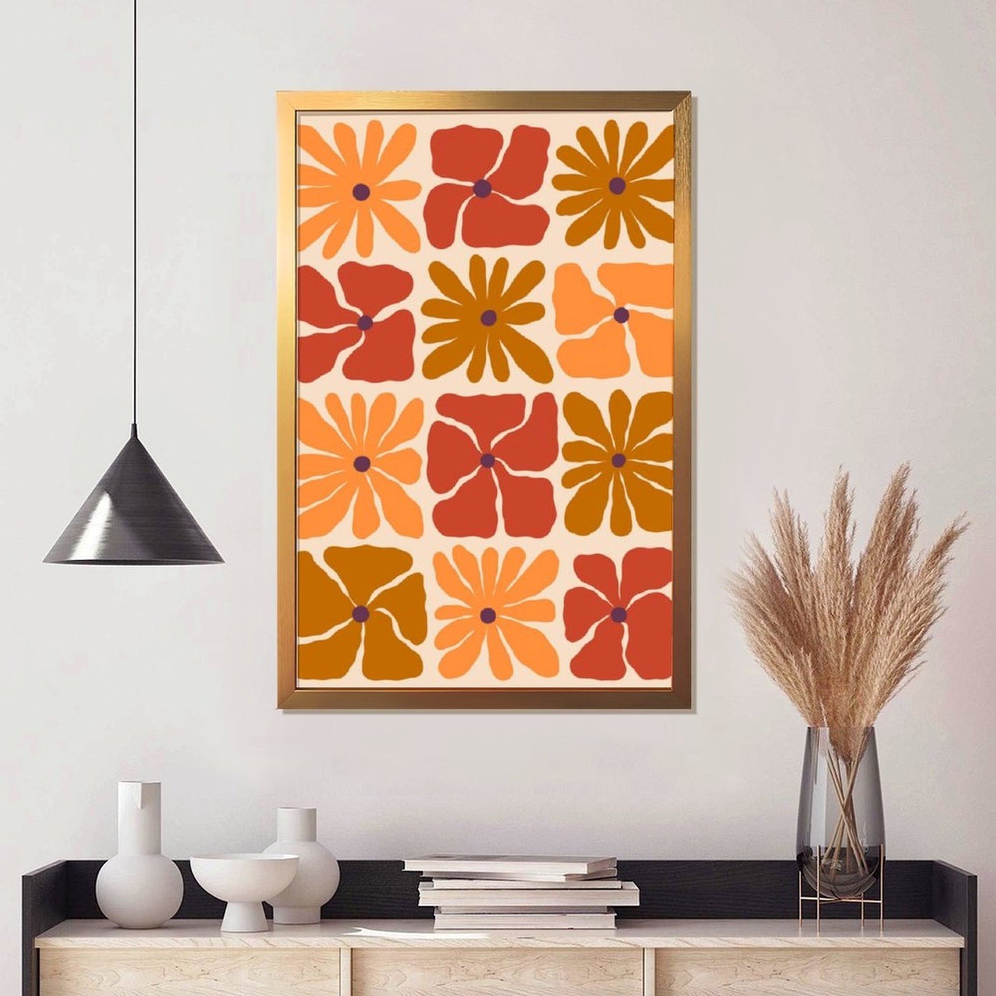 Abstract orange blossom oil painting framed art mural 7