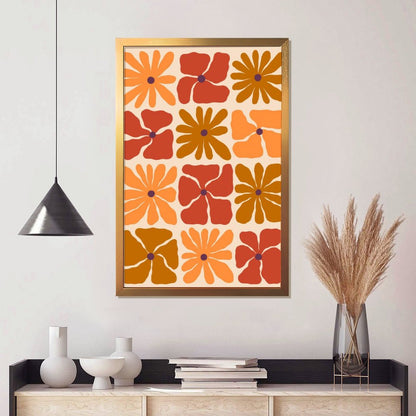 Abstract orange blossom oil painting framed art mural 7