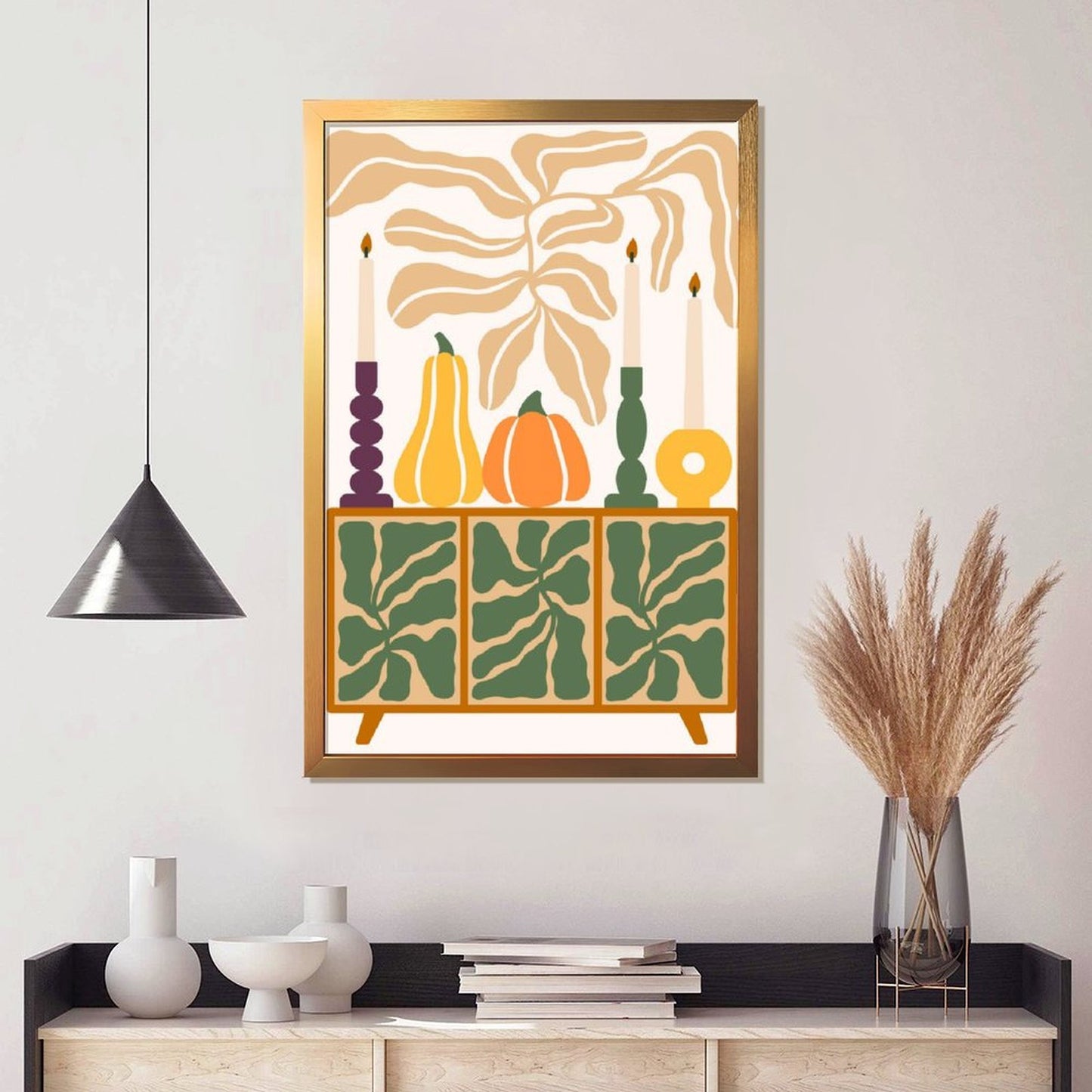 Pumpkin and Leaf Canvas Art with Acrylic Cover 41