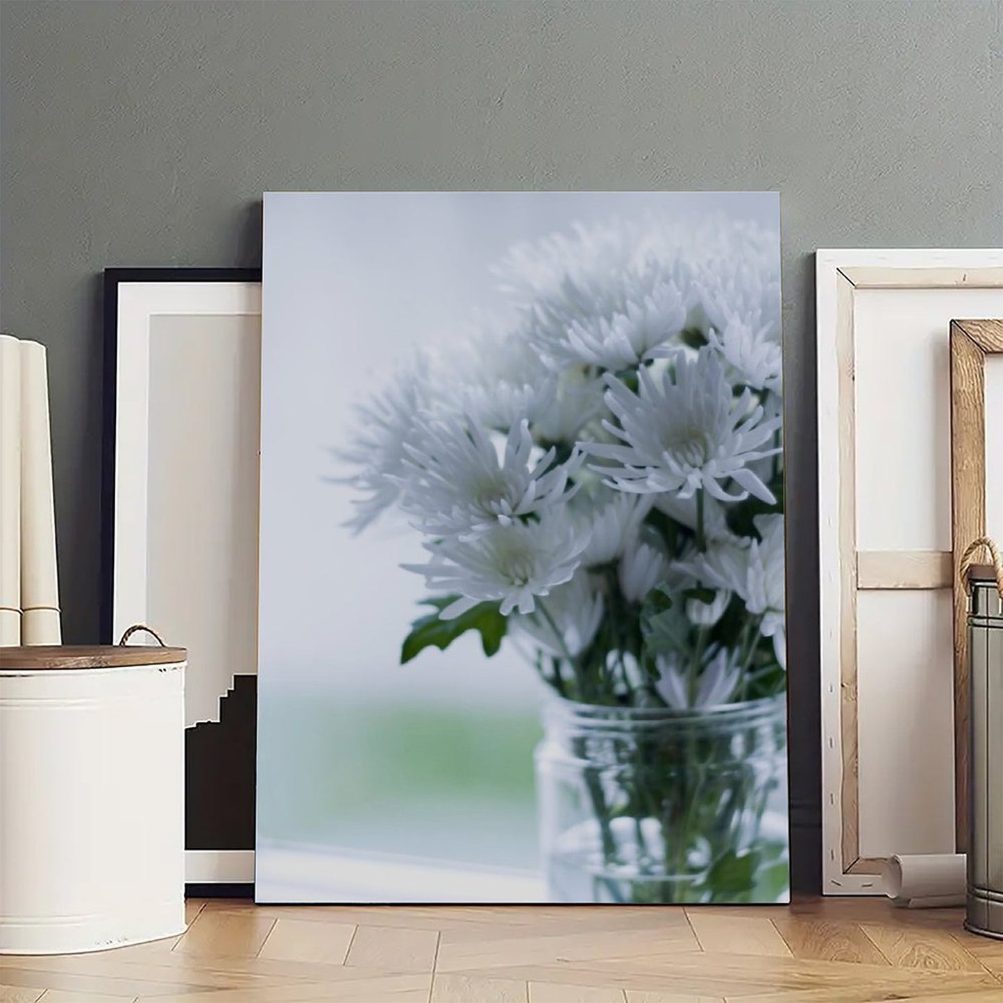 White Chrysanthemum Wall Art Canvas Painting Decor 21