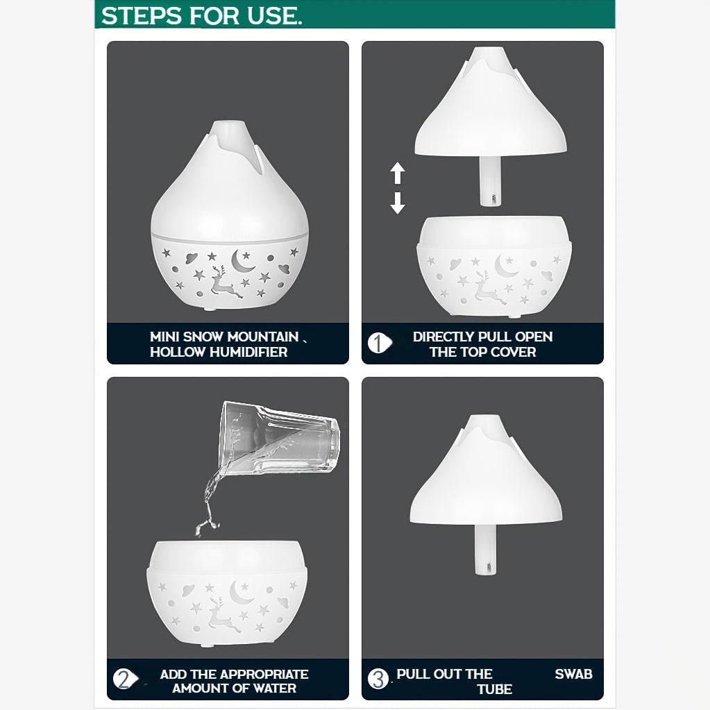 1pc USB Powered Multi-Functional Humidifier with Cold Mist Plastic Design and Wooden Accents for Office Bedroom Living Room in Blue Black