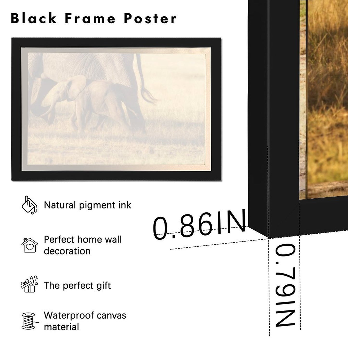 Elephant Family Canvas Wall Art – Modern Framed Home Décor 025