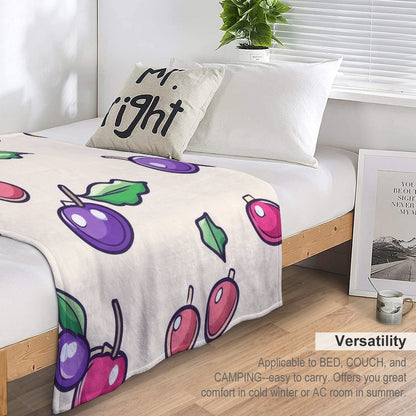Anti-Pilling Flannel Blanket with Cute Cartoon Fruit Pattern Design