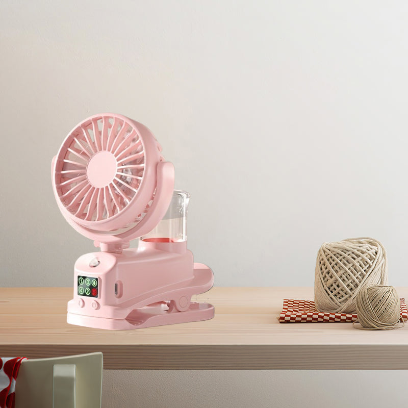 USB Desktop Fan Humidifier Combo 4 Adjustable Speeds 2 Mist Levels Quiet 360° Rotation Cooling for Workspace Bedroom