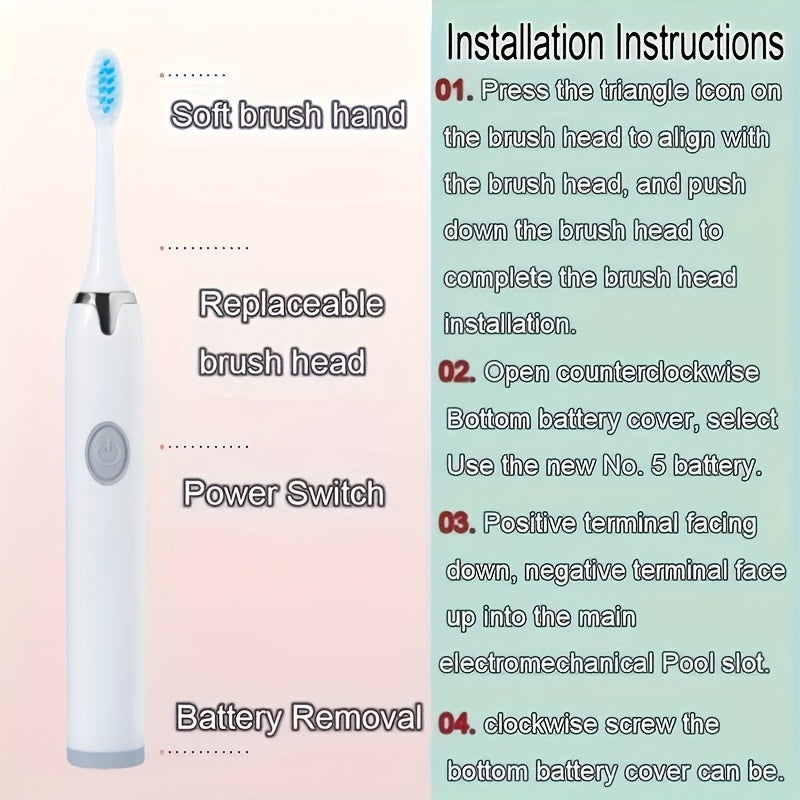 Electric Toothbrush with 3 Brush Heads Portable Travel Toothbrush Rechargeable Battery-Powered 36V or Below Includes Replacement Heads