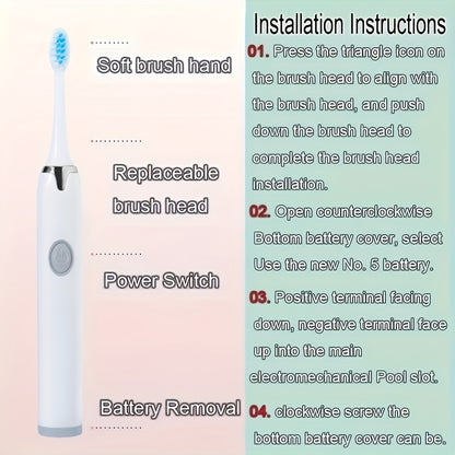 Electric Toothbrush with 3 Brush Heads Portable Travel Toothbrush Rechargeable Battery-Powered 36V or Below Includes Replacement Heads