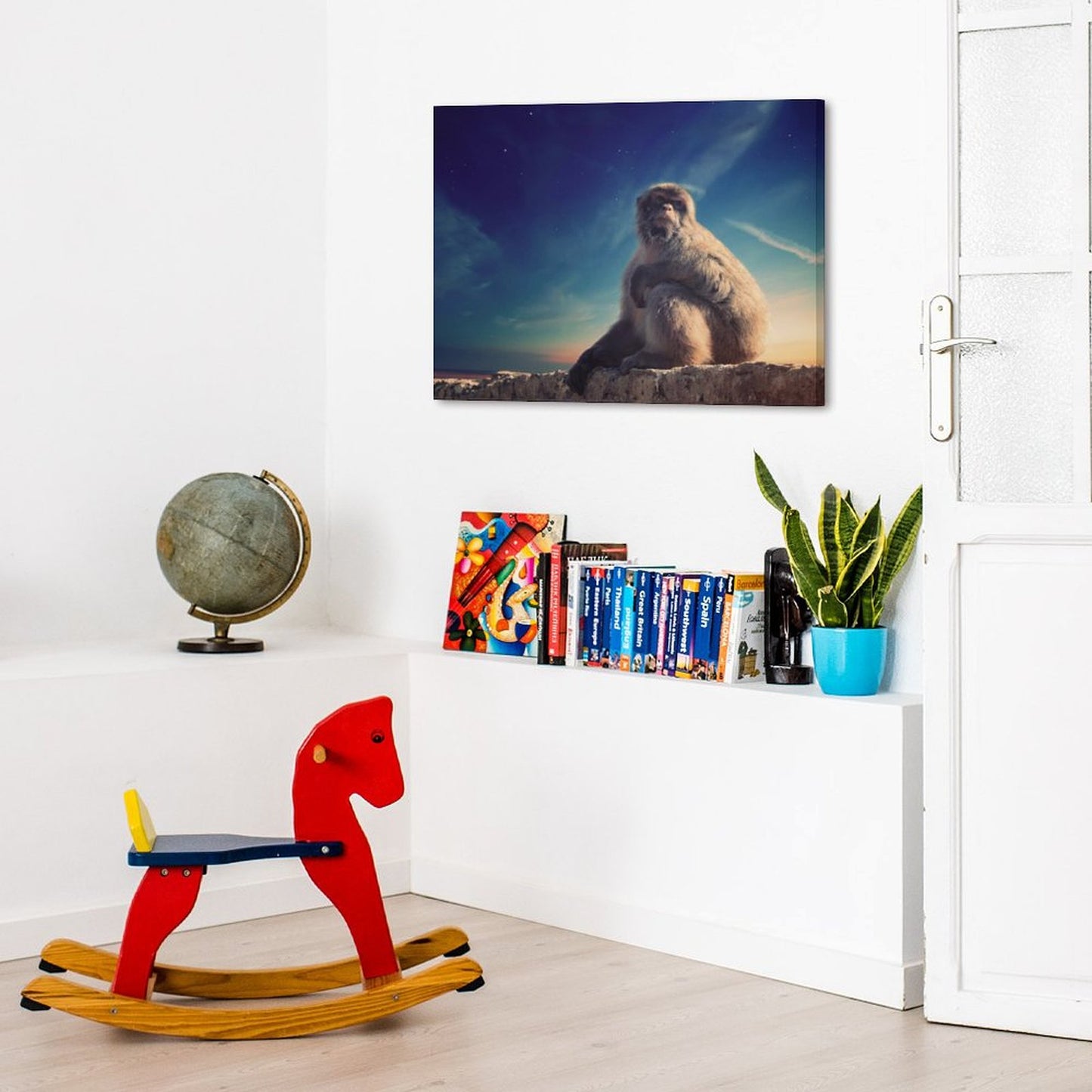Baby Monkey Portrait Framed Canvas Wall Decoration-09
