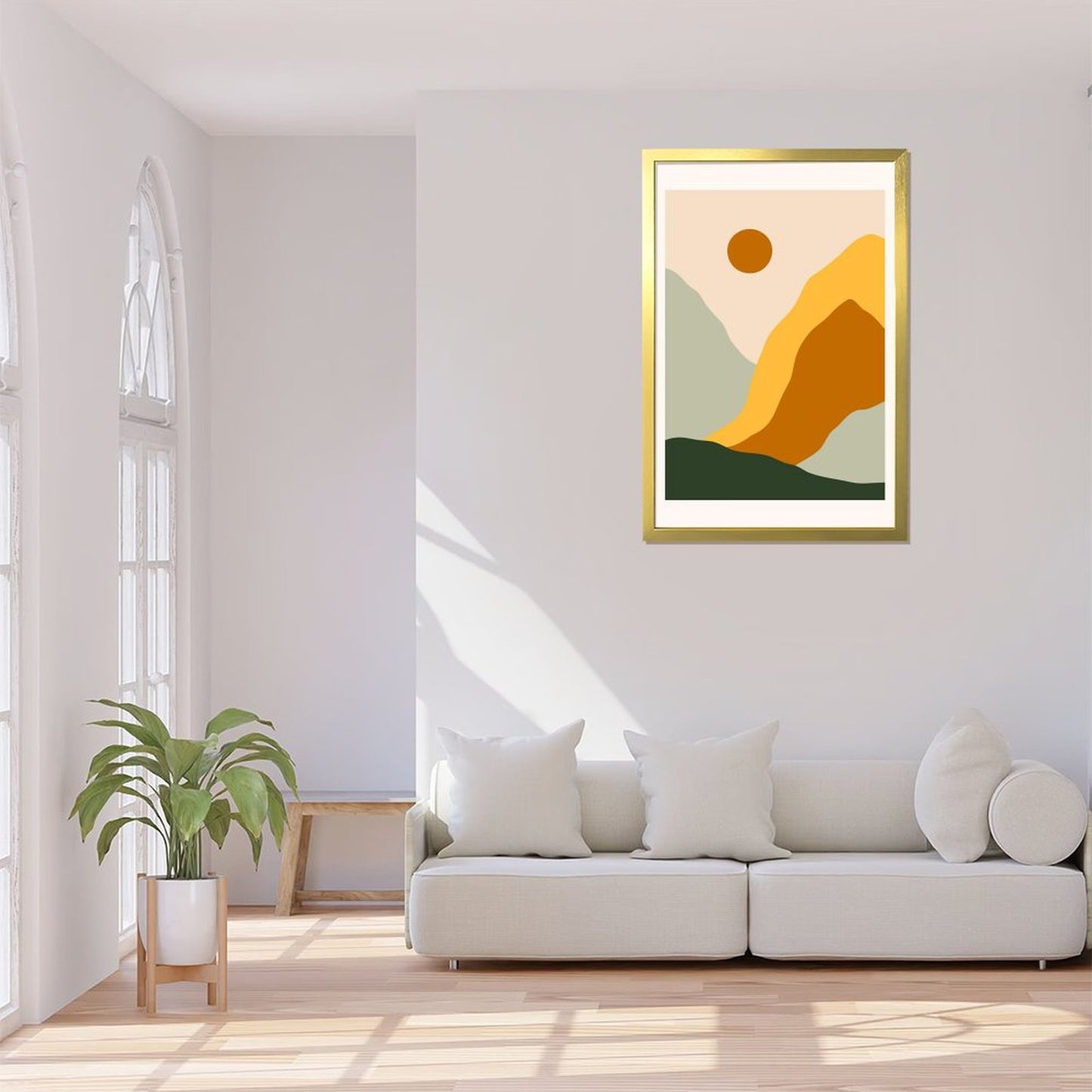 Golden Sunset Abstract Framed Canvas Painting 11