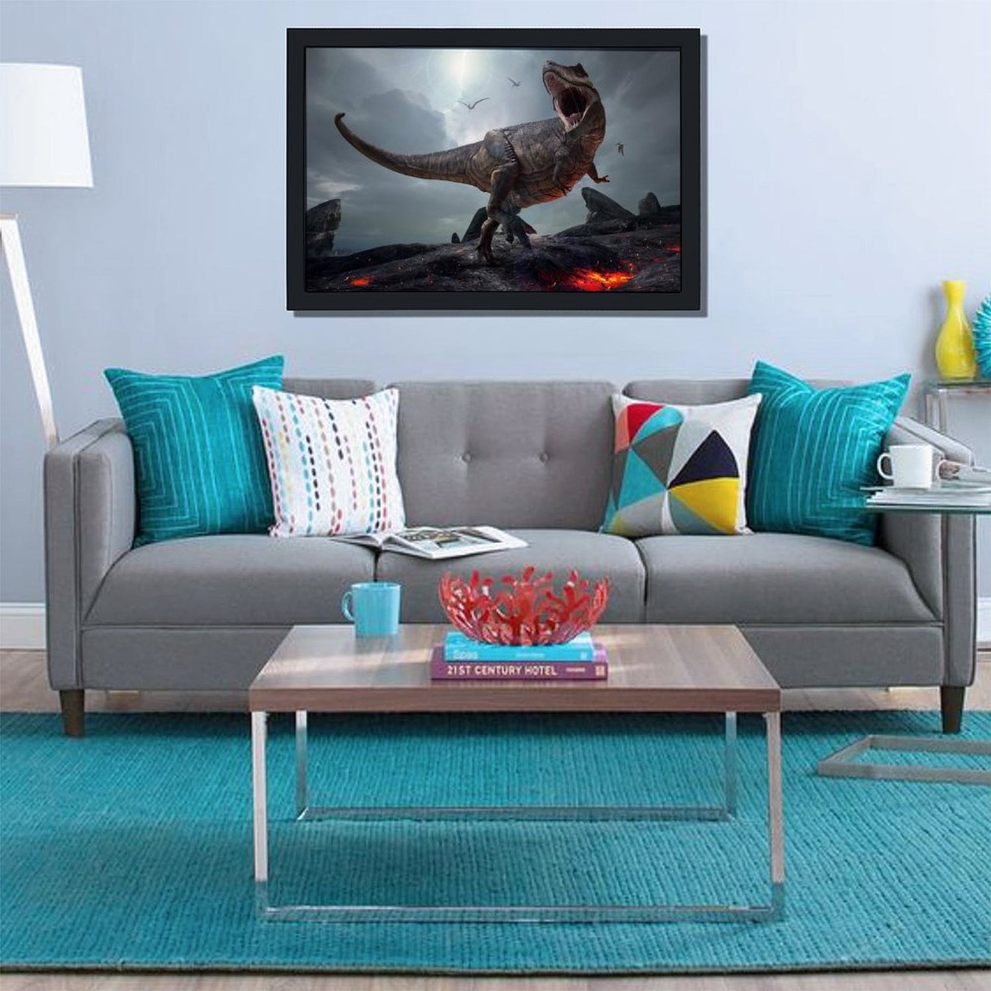 Dinosaur Volcano Scene Canvas Wall Art for Home-6