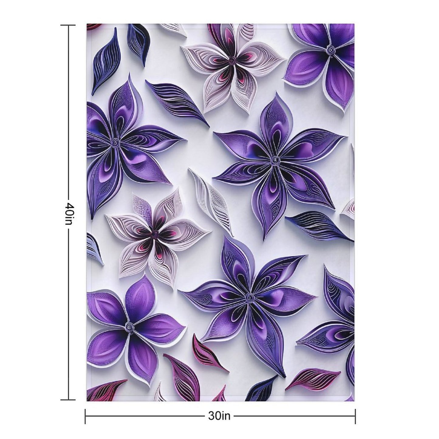 Purple Floral Anti-Pilling Flannel Blanket – Soft Warm Bed Sofa Throw