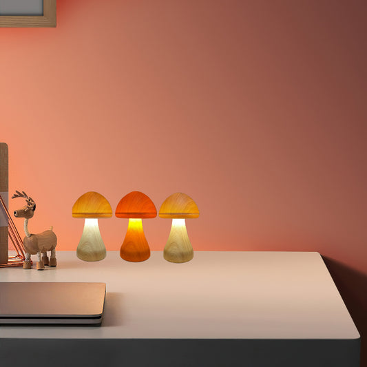 1pc AMILL Mushroom Night Light with Touch Sensor, USB-Powered Cordless Bedside Lamp, Dimmable LED Table Lamp with Warm White/Brown/Soft Glow, USB Charging Base, Portable Bedside Light for, Adults, Home Decor - Decorative Floor/Desk Lamp with Cap & Stem De