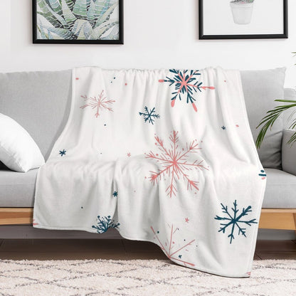 Snowflake Pattern Anti-Pilling Flannel Blanket – Soft Warm Winter Throw