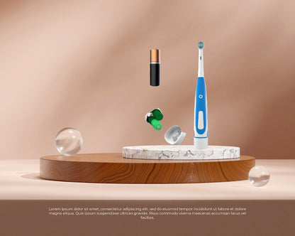 Round Head Rotating Electric Toothbrush Head Fast Cleaning Whitening Compatible with Oral-B Adult Brush Without Battery