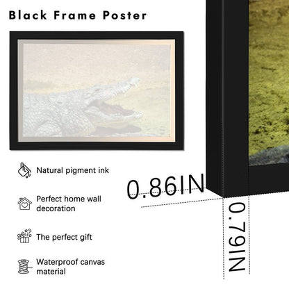 Black Frame Crocodile Wall Picture Nature Animal Decor-78