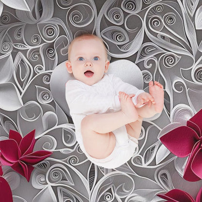 Soft Anti-Pilling Flannel Blanket with Heart and Red Floral Design