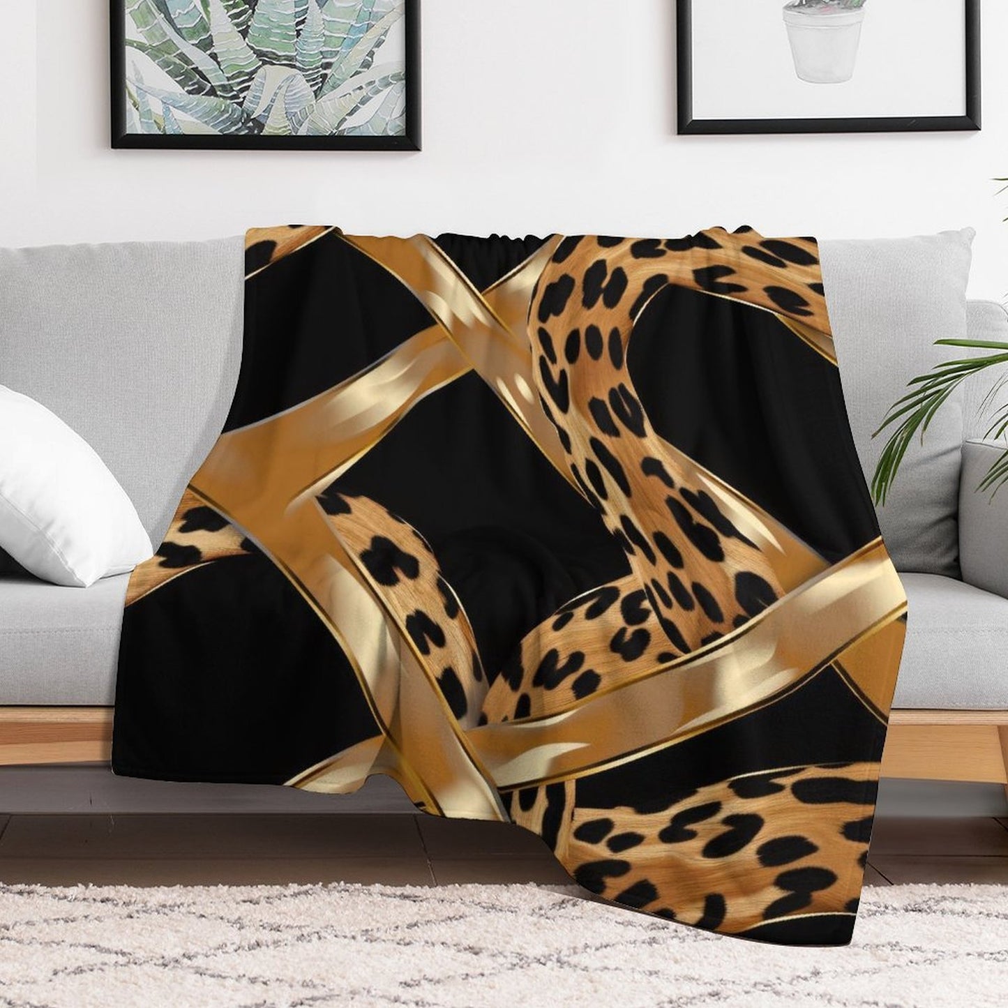Stylish Leopard Splash Flannel Blanket Soft Warm