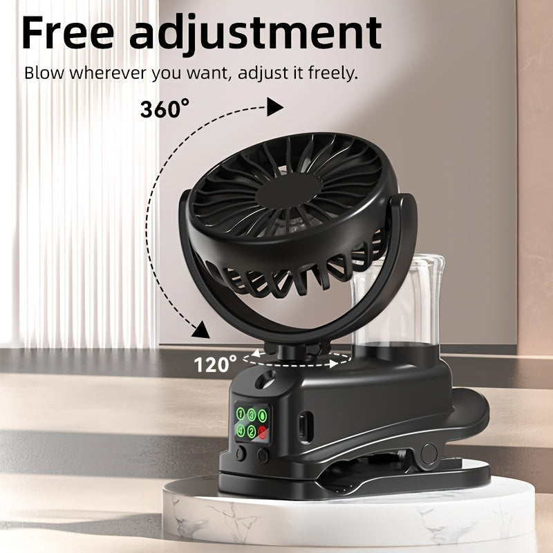 USB Desktop Fan Humidifier Combo 4 Adjustable Speeds 2 Mist Levels Quiet 360° Rotation Cooling for Workspace Bedroom