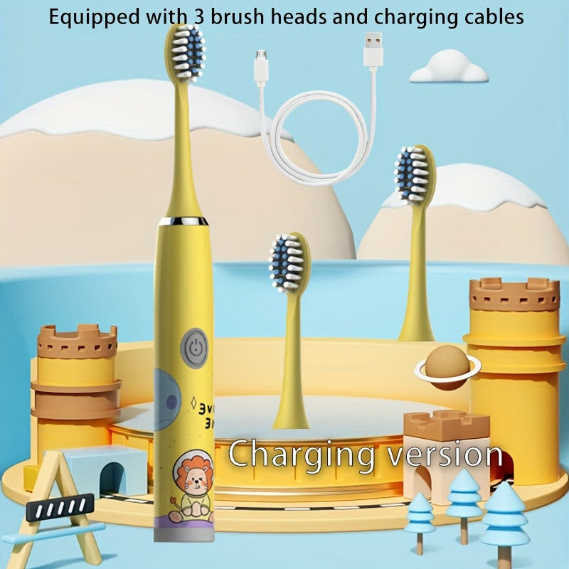 Rechargeable Electric Toothbrush with 2-Min Smart Timer 5 Speeds Easy Control Cute Cartoon Long Battery Life Gentle Care Cavity Prevention iPX7 Waterproof Soft Bristles Great Gift for Family Friends Holiday
