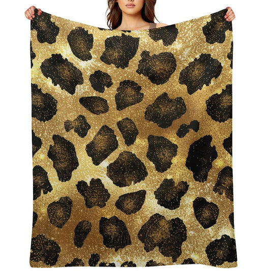 Soft Anti-Pilling Flannel Blanket with Leopard Print Design