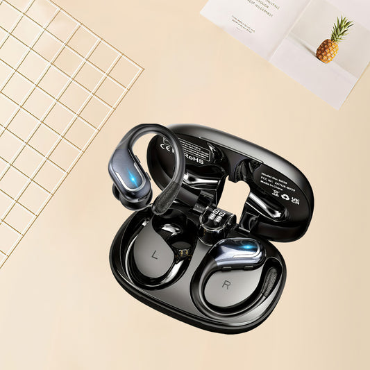 ProSound Wireless Earbuds Built-in Mic Sweat-Resistant Earhooks Pure Bass Sound Over-Ear Design Dual-LED Display Noise Cancelling for Running Sports Fitness