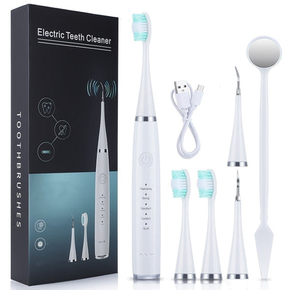Complete Six-In-One Electric Toothbrush Kit Portable Design Soft Brush Head Teeth Scaling Tool for Your Dream Smile