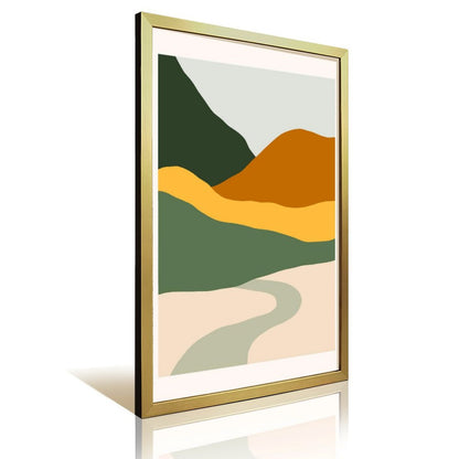 Geometric Mountain View Canvas Art with Frame-22