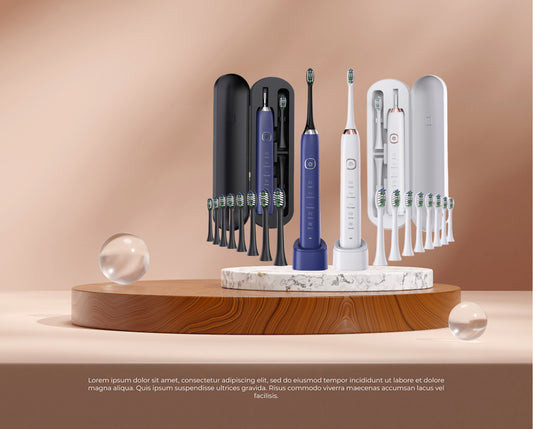 Multimode Electric Toothbrush IPX7 Waterproof Rechargeable with 8 Brush Heads Compact Sleek Design for Adults Gum Protection