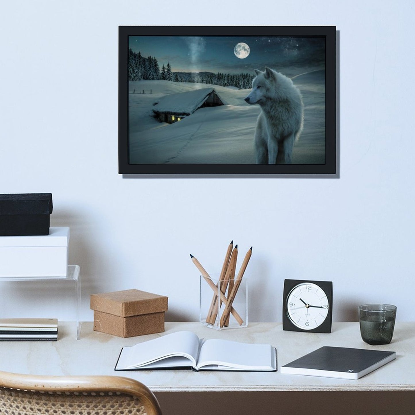 Wolf Couple Wall Art Nature Wildlife Canvas Decoration-54