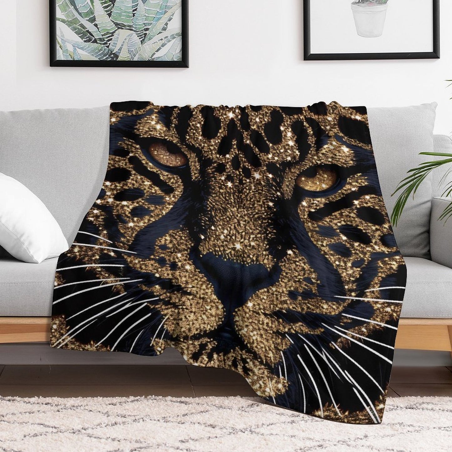 Luxury Leopard Face Flannel Blanket Soft Warm