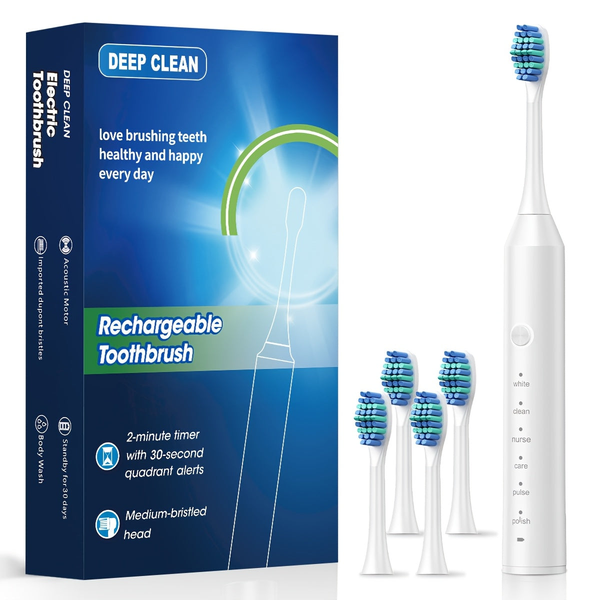 USB Rechargeable Electric Toothbrush for Adults 6 Cleaning Modes Auto Timer Oral Care Gift Teeth Whitening Gum Care Deep Cleaning Massage