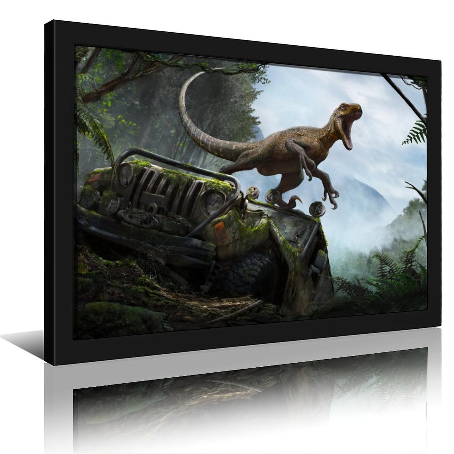 Realistic T-Rex Wall Art Framed Canvas Painting-04