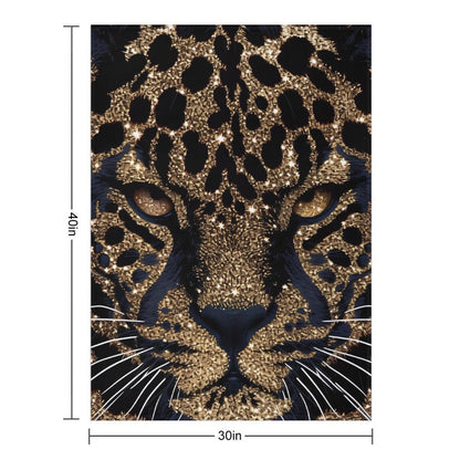Luxury Leopard Face Flannel Blanket Soft Warm