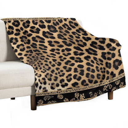 Cozy Anti-Pilling Flannel Throw Gold Leopard