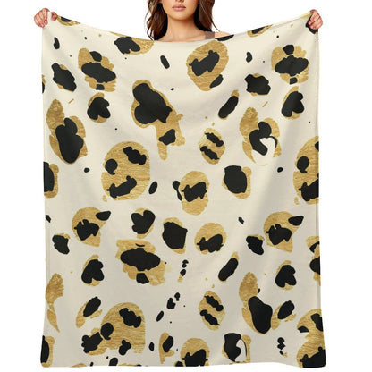 Warm Leopard Pattern Flannel Blanket Home Decor