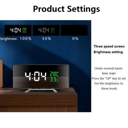 1pc Curved LED Alarm Clock with Large Display Screen Shows Time Temperature Humidity USB Powered Multifunctional Desk Clock