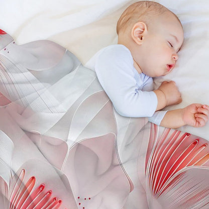 Elegant Anti-Pilling Flannel Blanket with 3D White Pink Floral Design