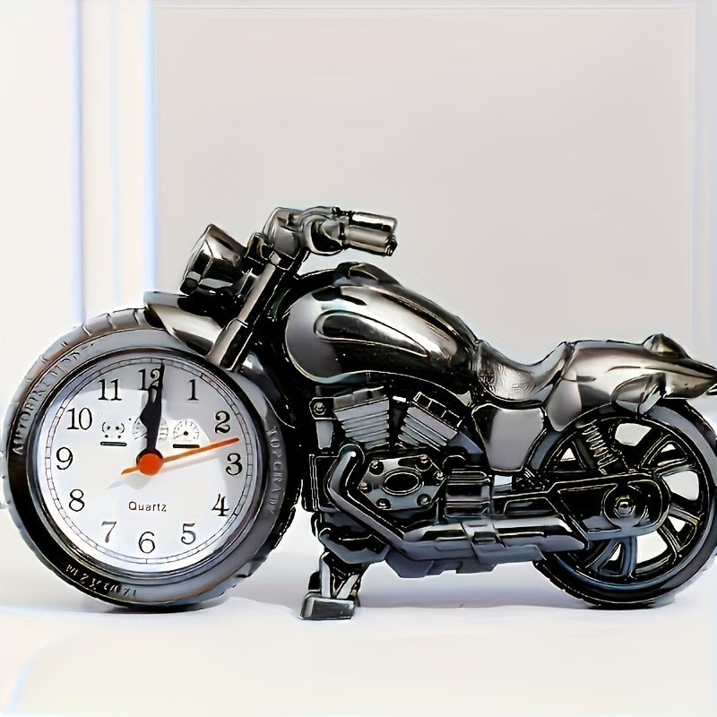 Classic Plastic Motorcycle Alarm Clock with Cartoon Design Swiss Quartz Movement AA Battery Powered Irregular Shape