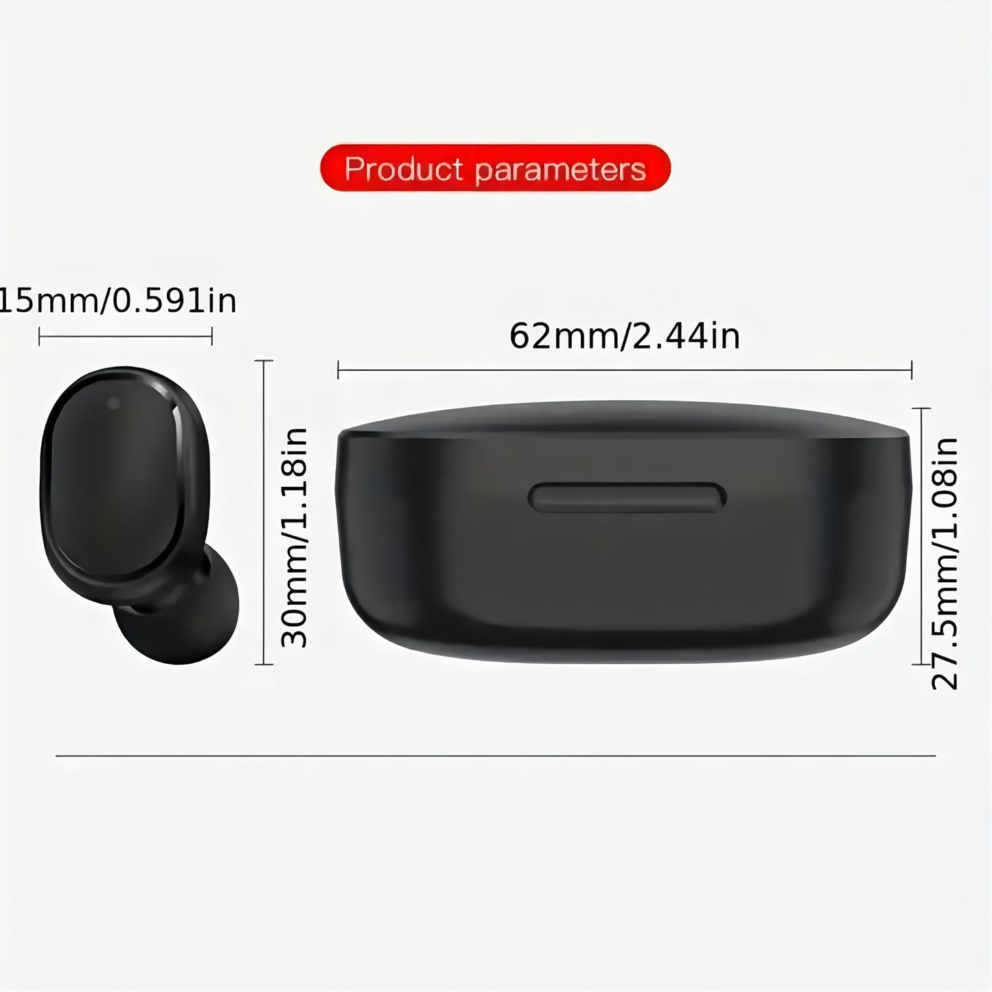 Sport Wireless Earbuds LED Battery Display Deep Bass Sound USB-C Rechargeable Secure Fit for Workout Running Cycling Travel Black White Blue