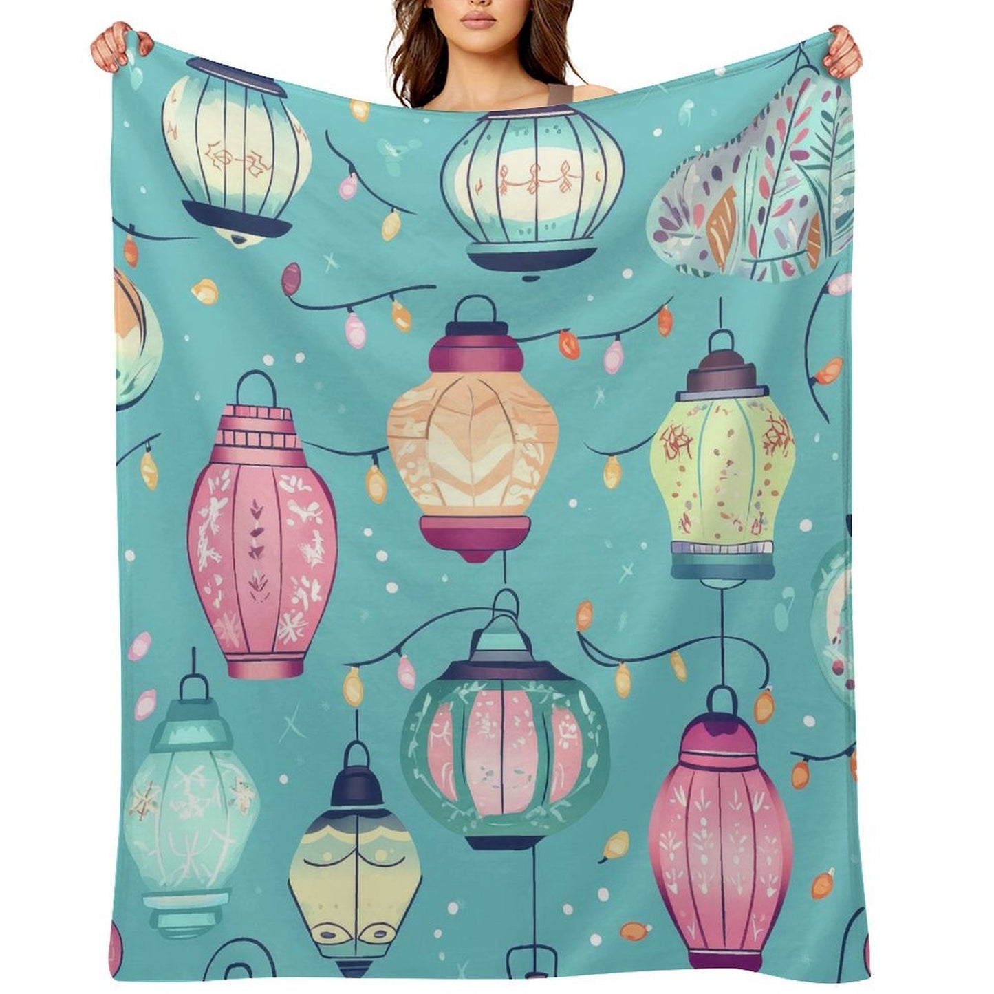 Soft Anti-Pilling Flannel Blanket with Cute Bell and Star Print