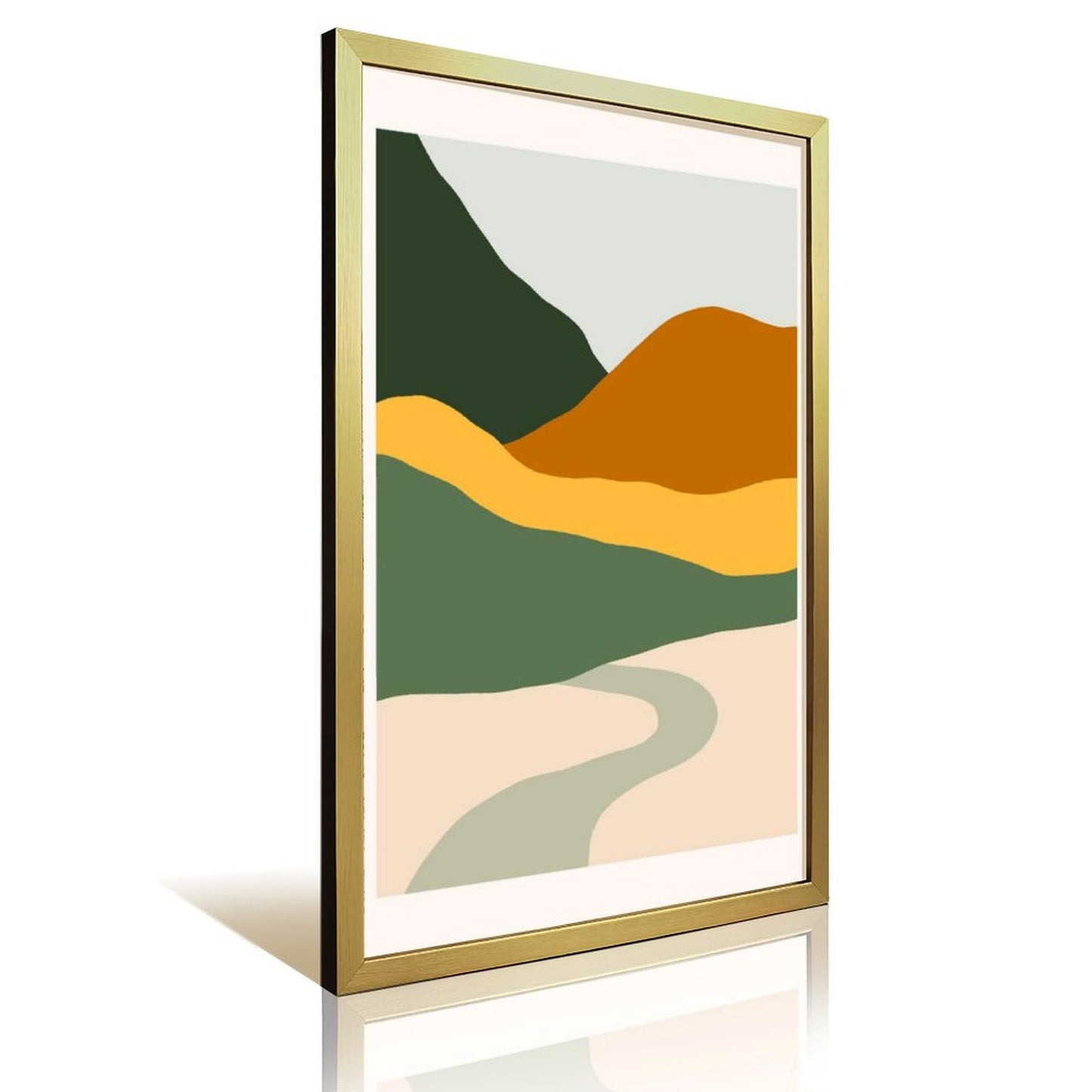 Geometric Mountain View Canvas Art with Frame-22