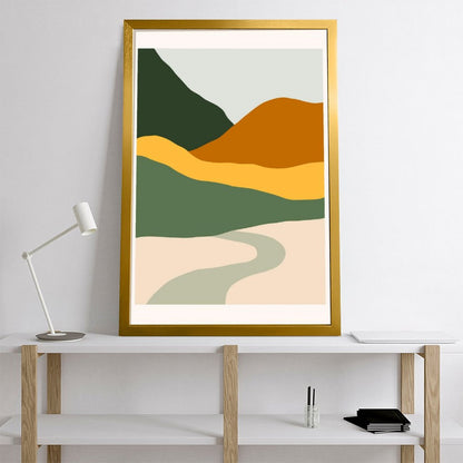 Geometric Mountain View Canvas Art with Frame-22
