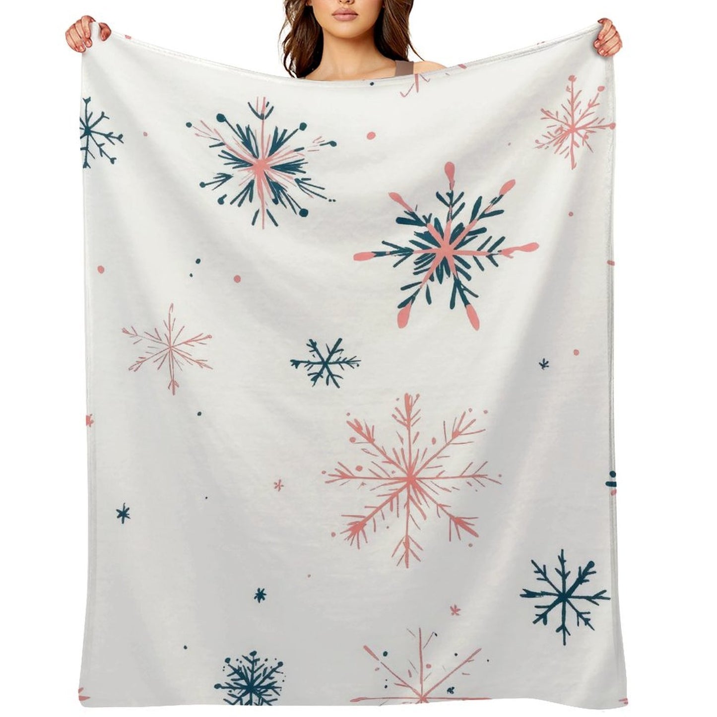 Snowflake Pattern Anti-Pilling Flannel Blanket – Soft Warm Winter Throw