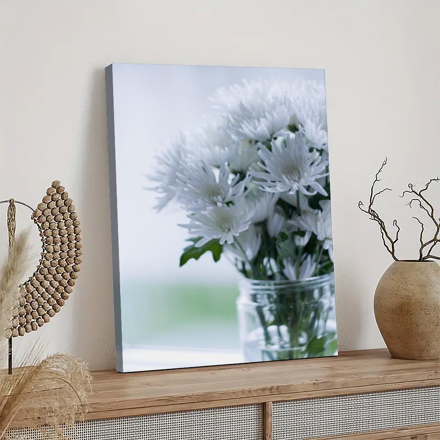 White Chrysanthemum Wall Art Canvas Painting Decor 21