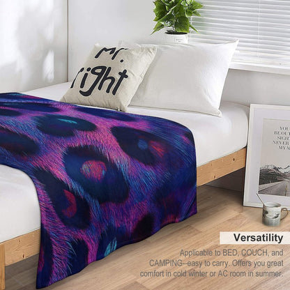 Anti-Pilling Flannel Blanket Blue Purple Leopard