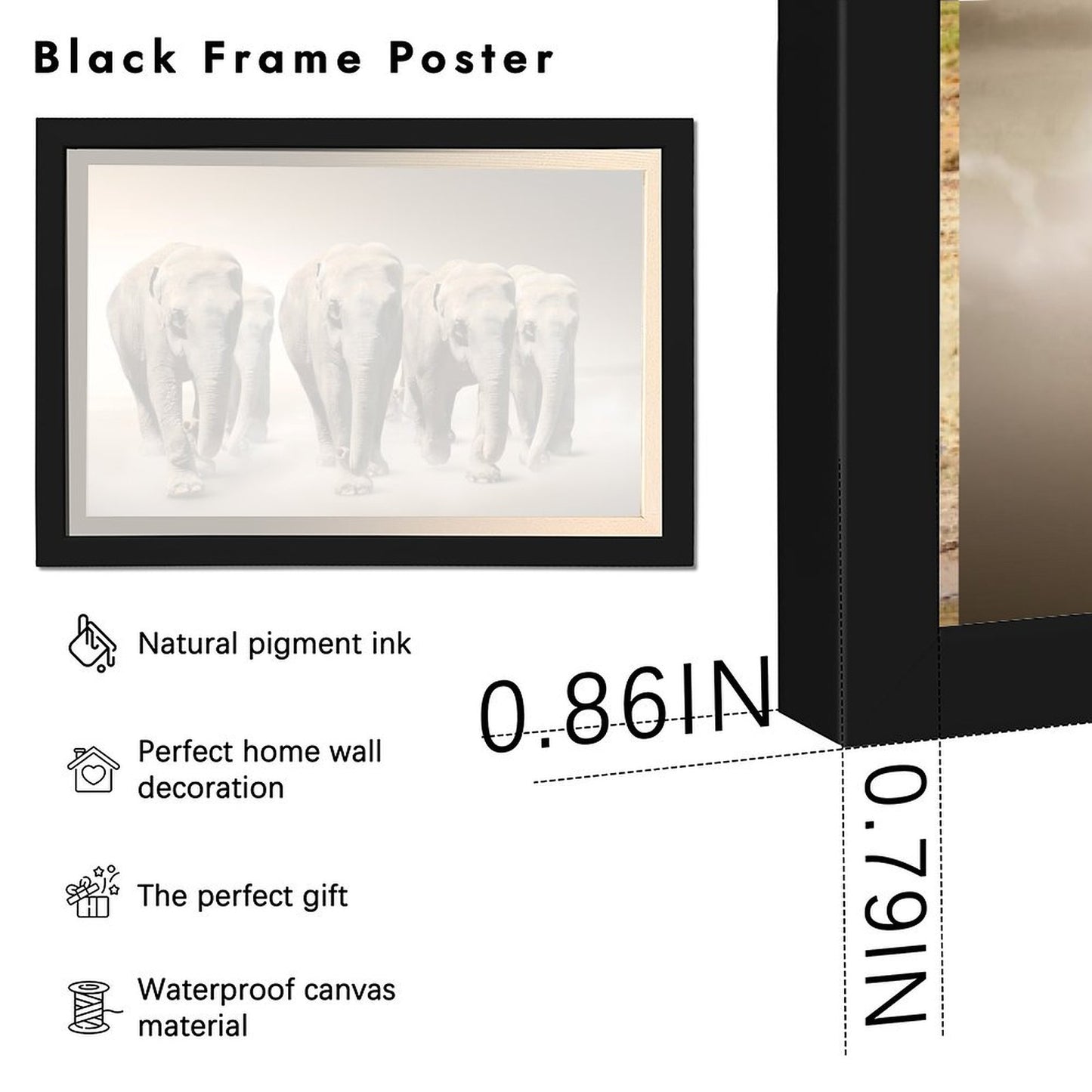 Elephant Herd Canvas Wall Art – Modern Framed Home Décor- 032