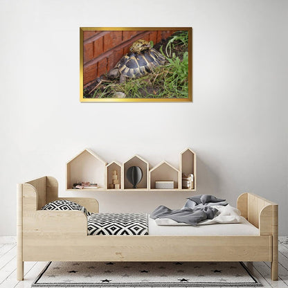 Nature Animal Wall Picture Turtle Among Flowers Artwork-19